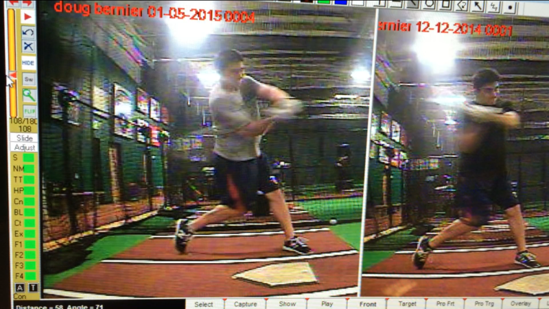 Baseball swing, comparing bat path swing trajectory